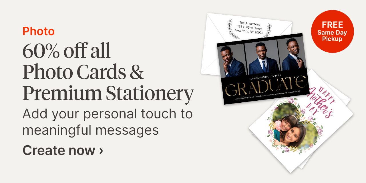 60% off all Photo Cards & Premium Stationery