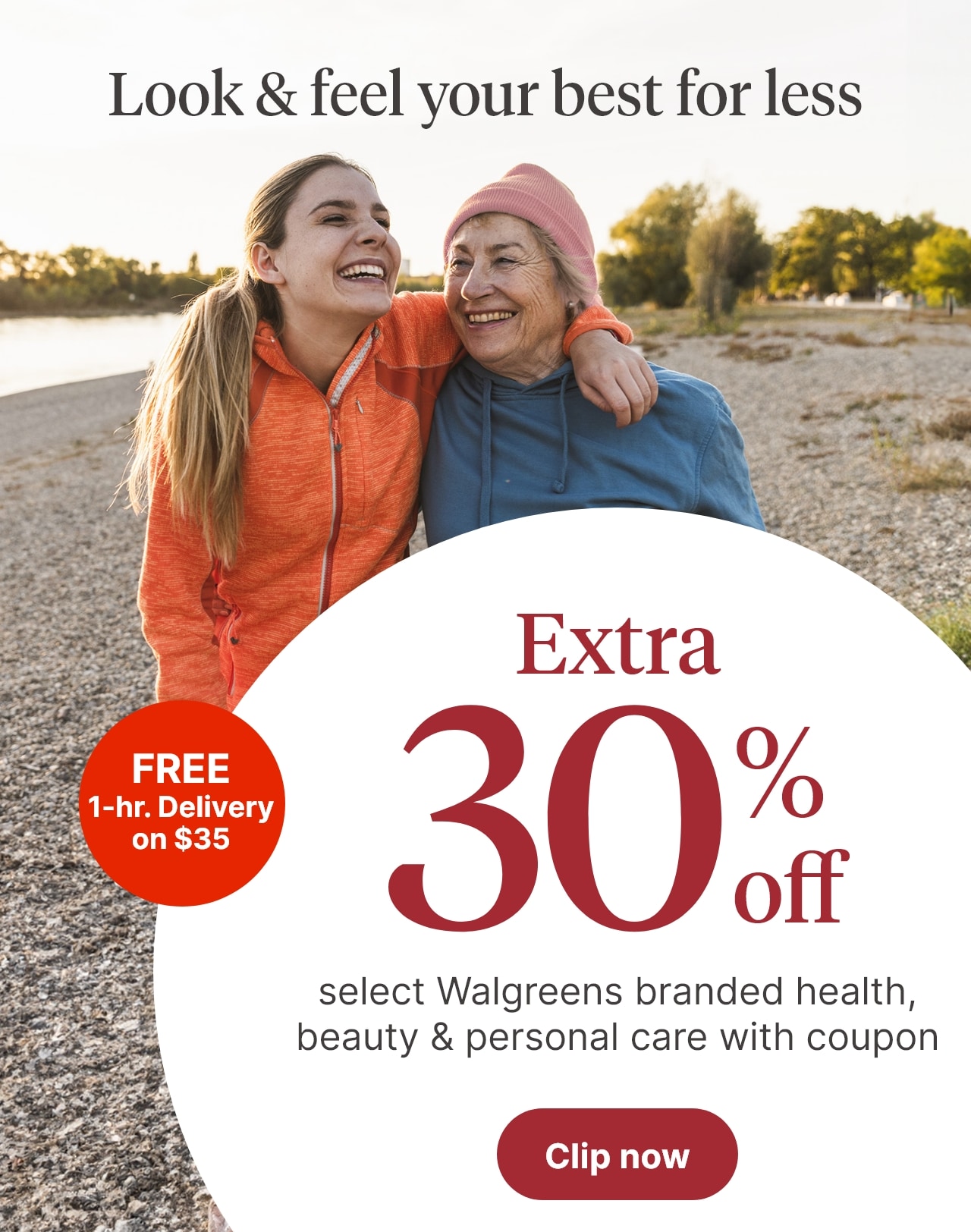 Extra 30% off select Walgreens branded health, beauty & personal care with coupon