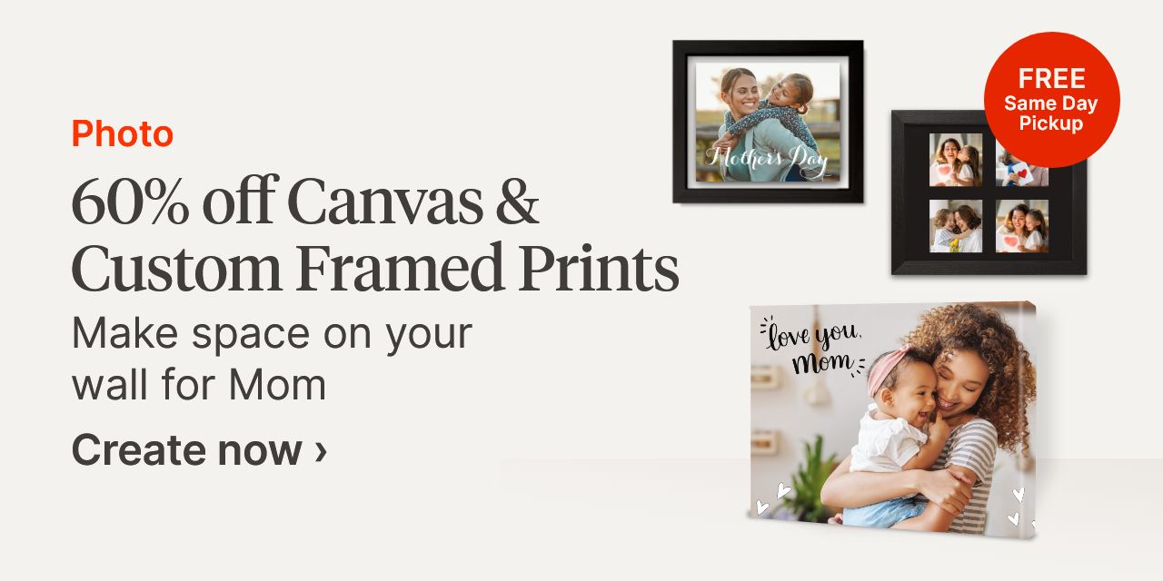 60% off canvas & custom framed prints
