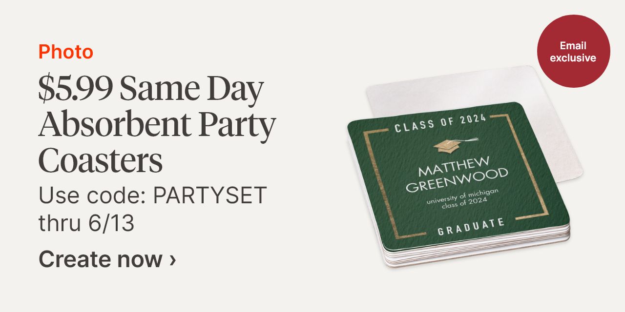 $5.99 Same Day Absorbent Party Coasters