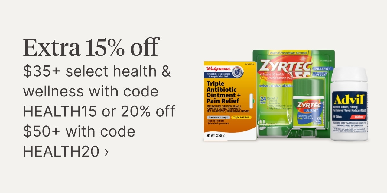 Extra 15% off $35+ select health & wellness