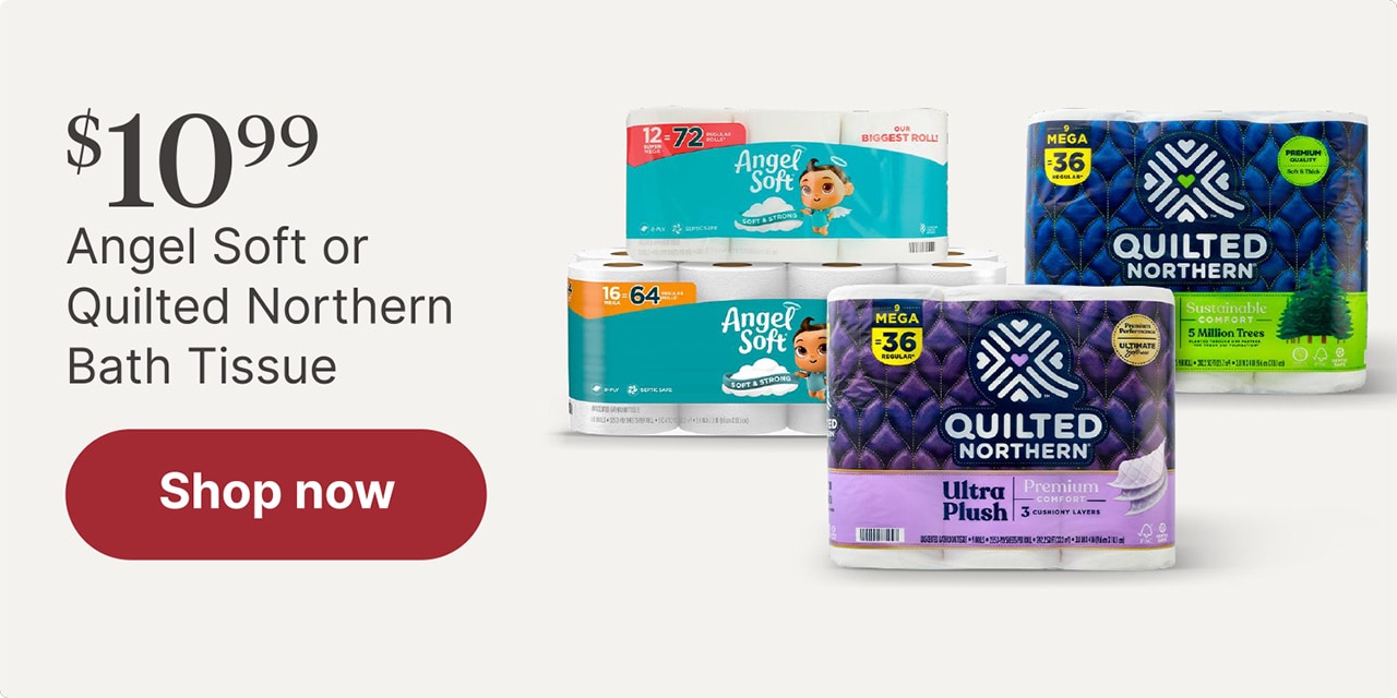 Angel Soft or Quilted Northern Bath Tissue