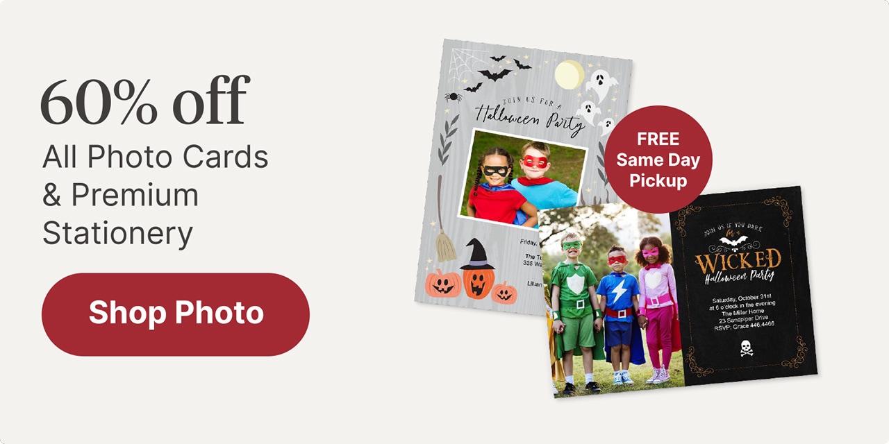 60% off All Photo Cards & Premium Stationery