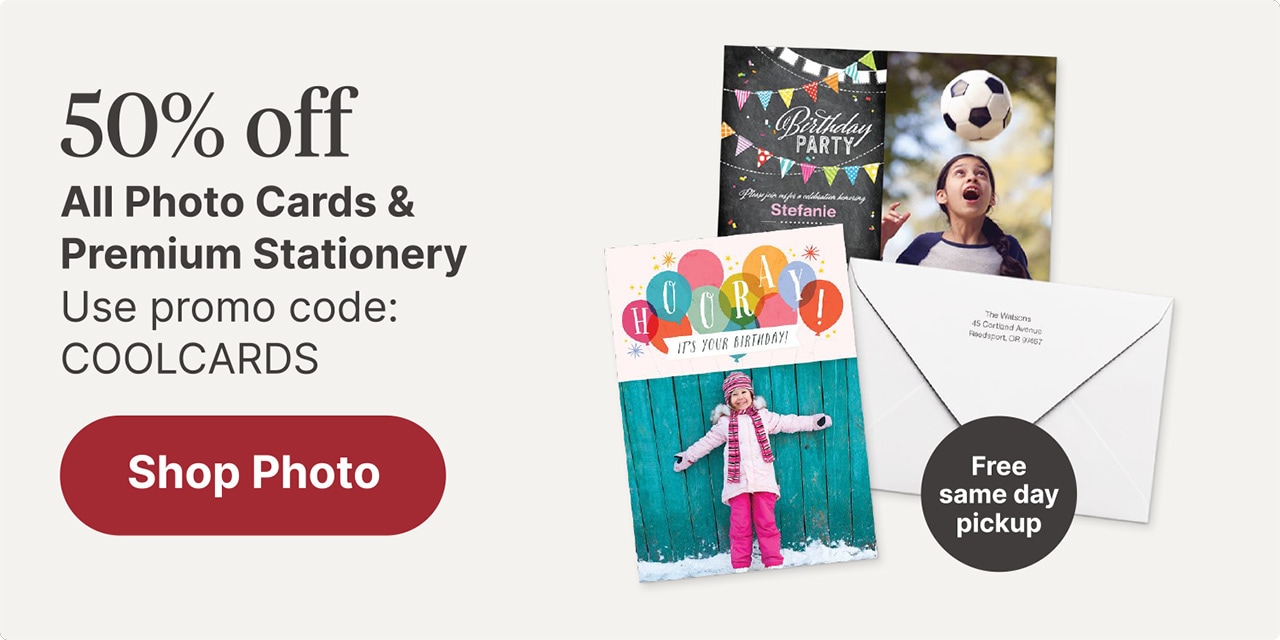 50% off All Photo Cards & Premium Stationery