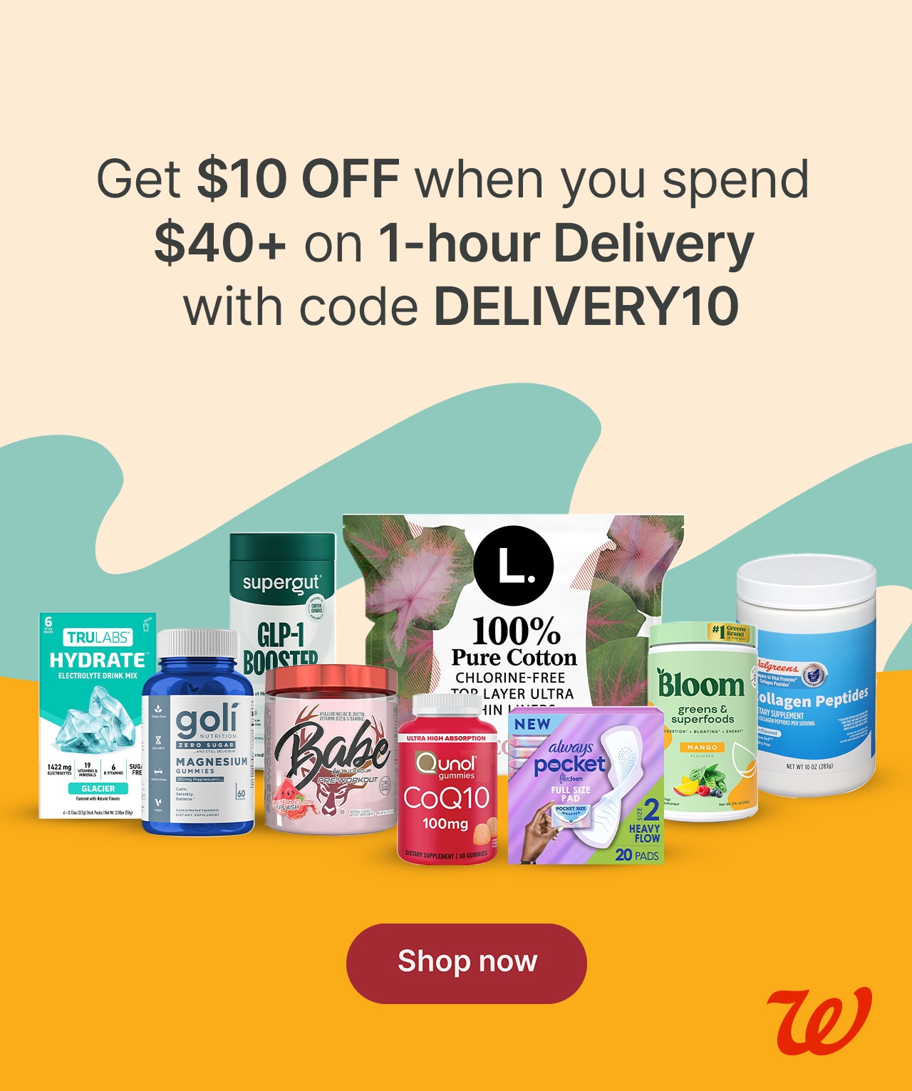 $10 OFF when you spend $40+ on 1-hour delivery with code DELIVERY10
