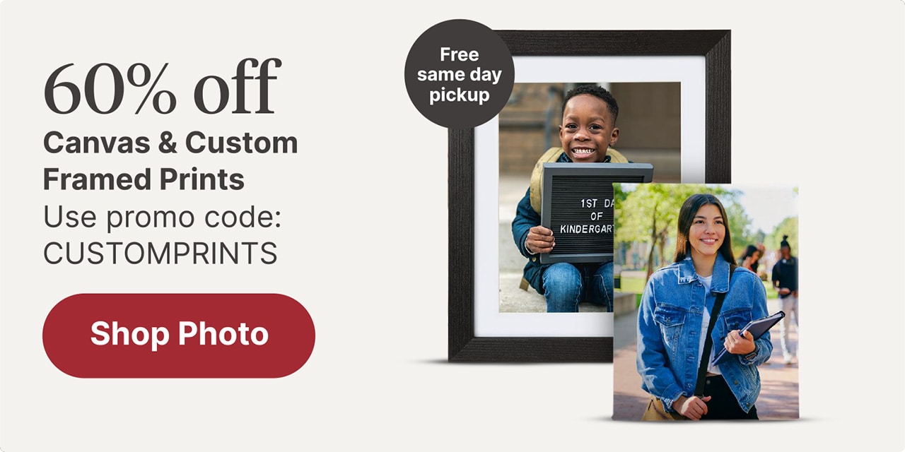 60% off Canvas & Custom Framed Prints