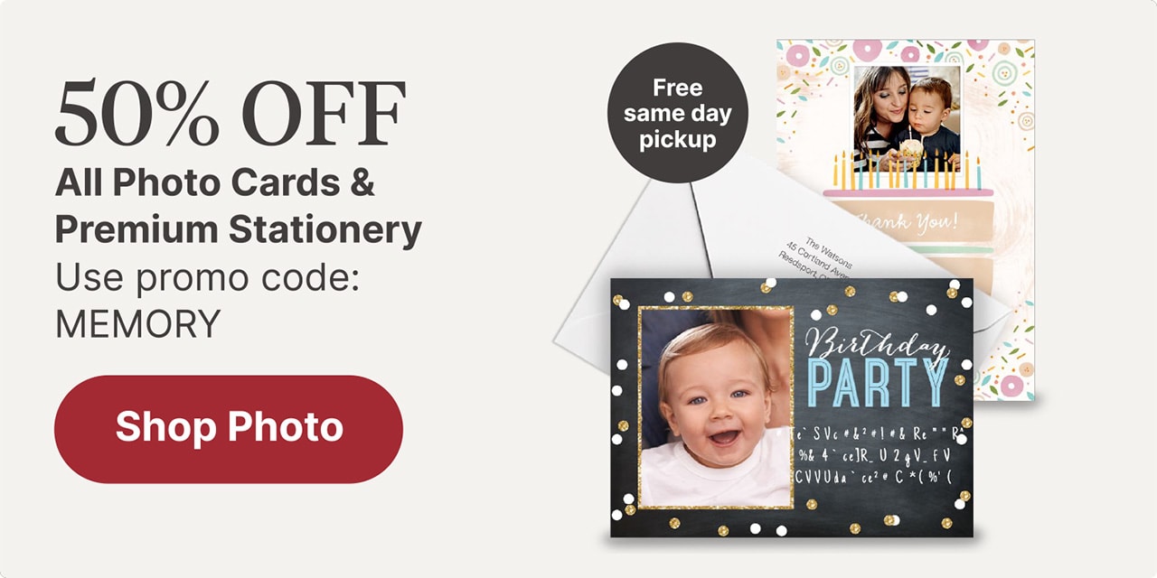 50% OFF All Photo Cards & Premium Stationery