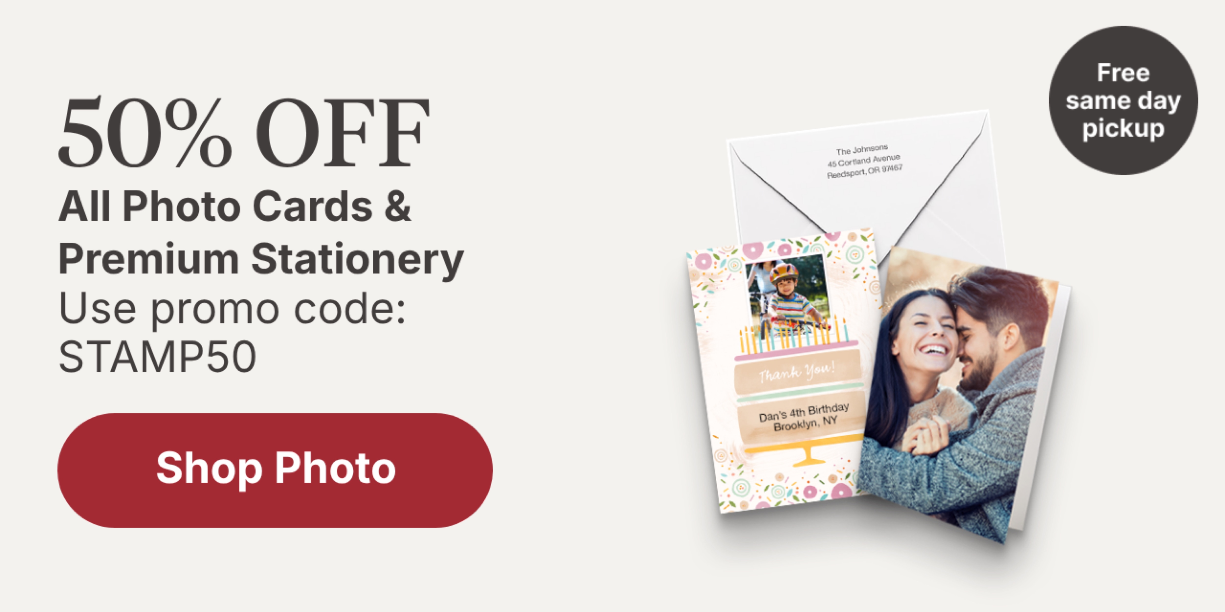 50% OFF All Photo Cards & Premium Stationery 