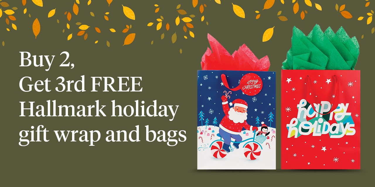Buy 2, Get 3rd FREE Hallmark holiday gift wrap and bags