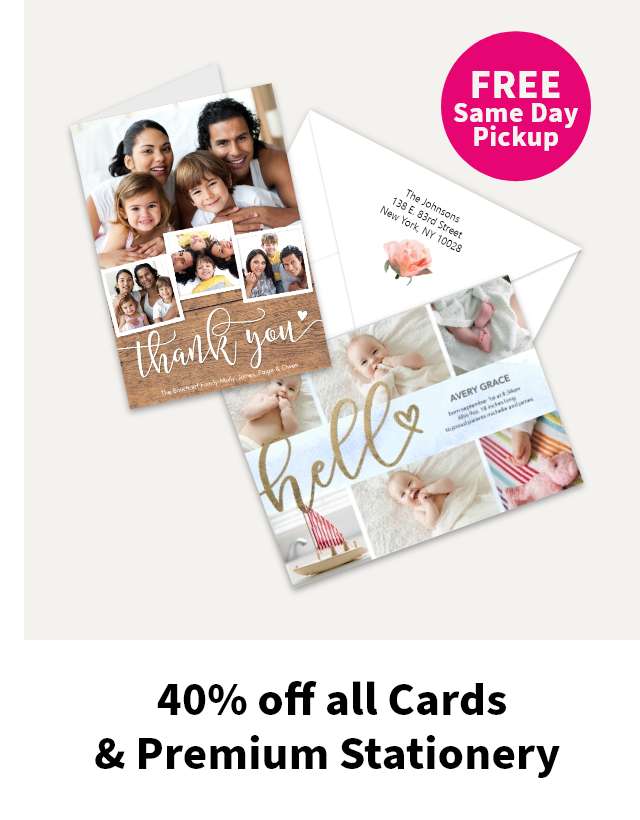 40% off all Cards & Premiuim Stationery