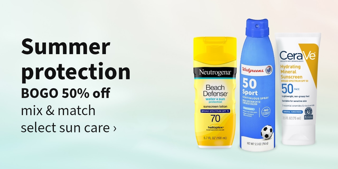 BOGO 50% mix & match select sun care >