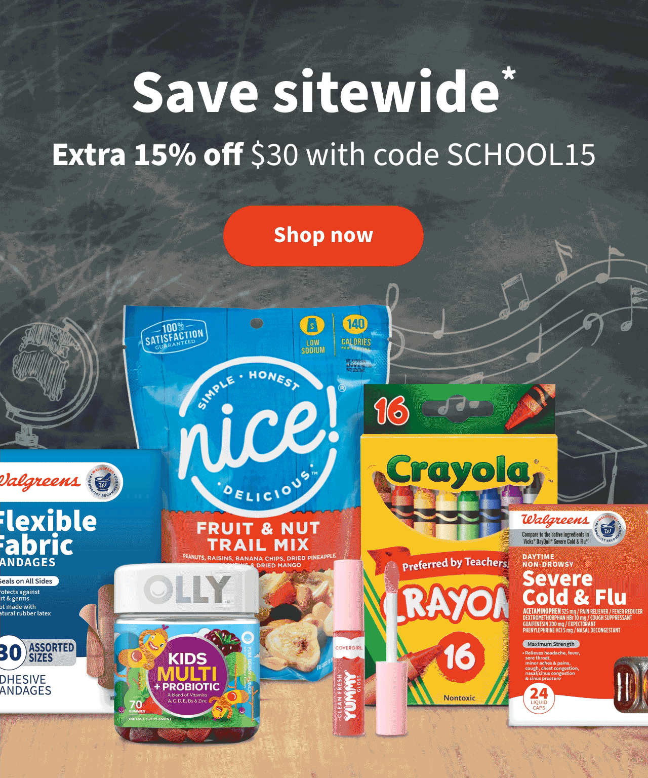 Save sitewide Extra 15% off $30 with code SCHOOL15