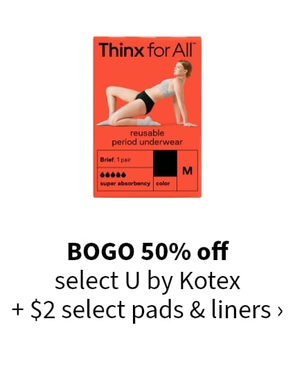 BOGO 50% off select U by Kotex + $2 select pads & liner >