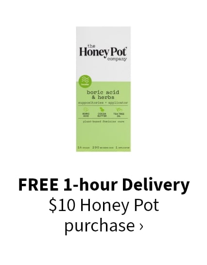 FREE 1-hour Delivery. $10 Honey Pot purchase >