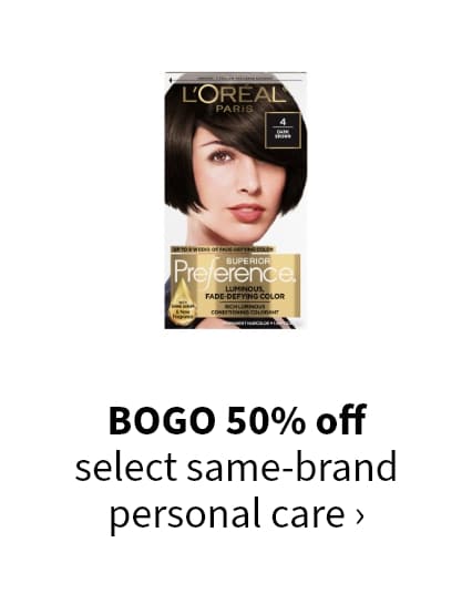BOGO 50% off select same-brand personal care >