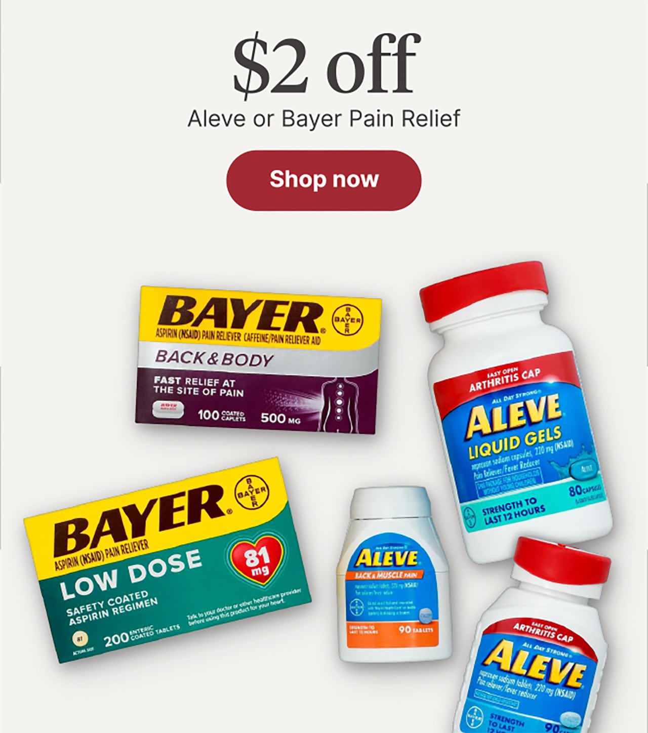 $2 off Aleve or Bayer Relief