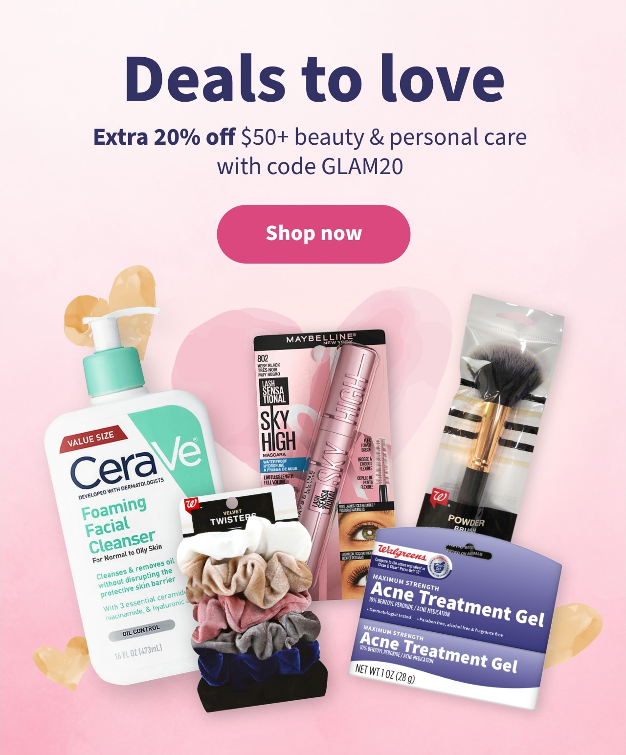 Deals to love Extra 20% off $50+ beauty & personal care with code GLAM20