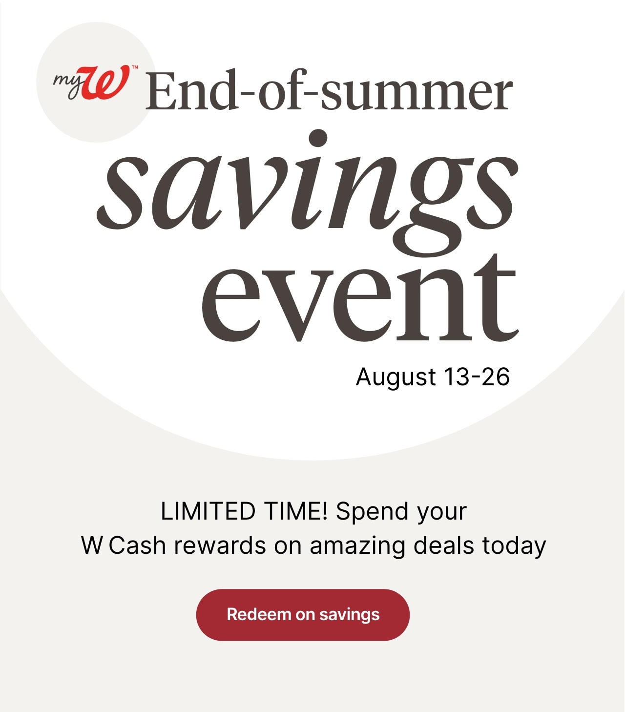 End of summer savings event
