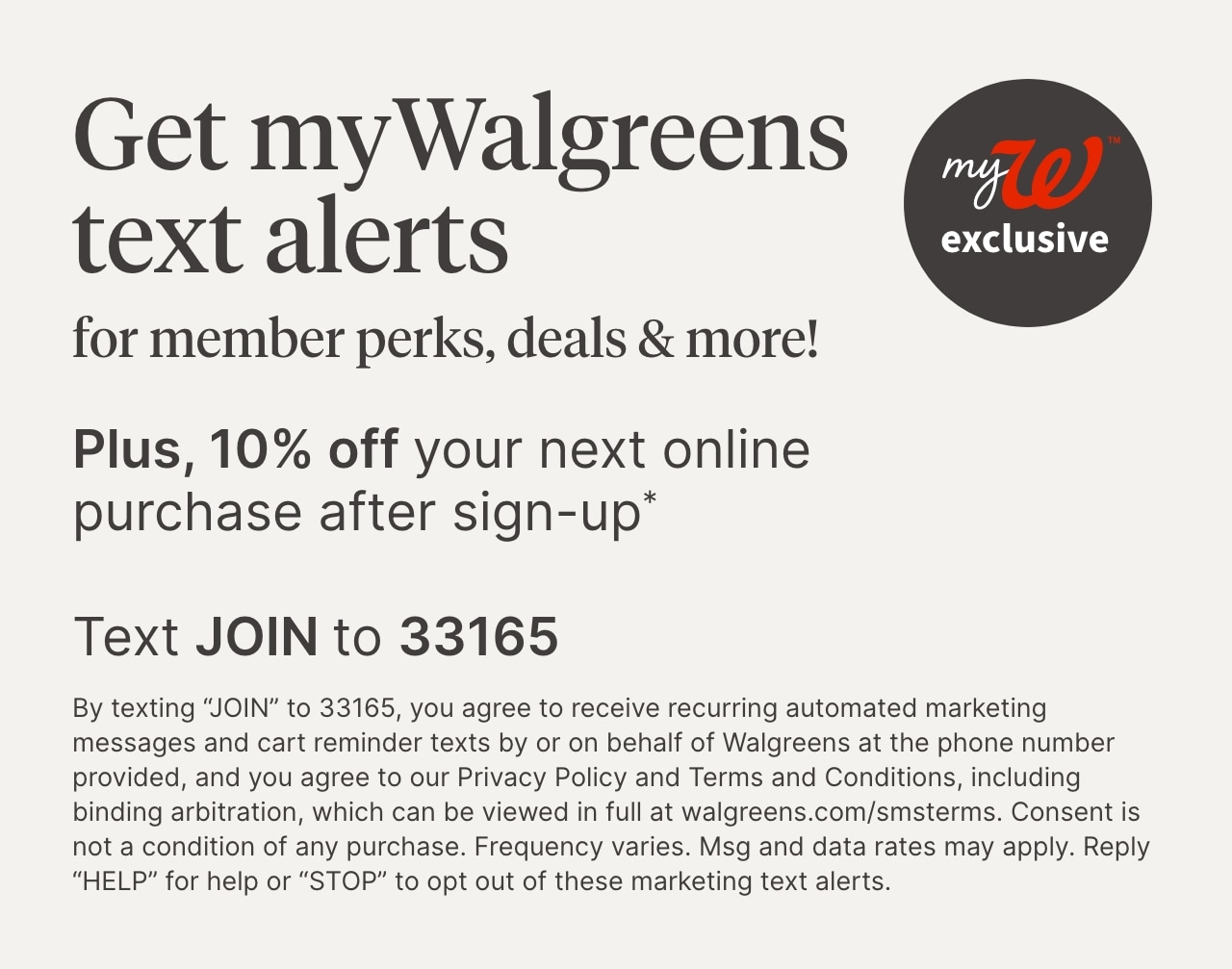 Get myWalgreens text alerts