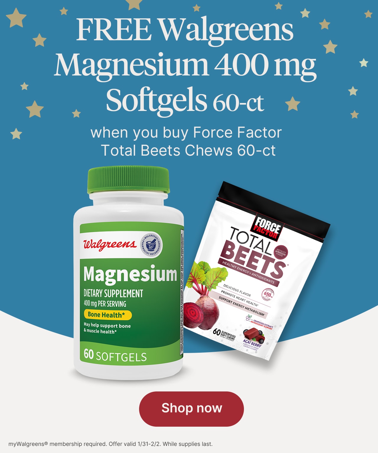 Free Walgreens Magnesium 400mg Softgels 60-ct